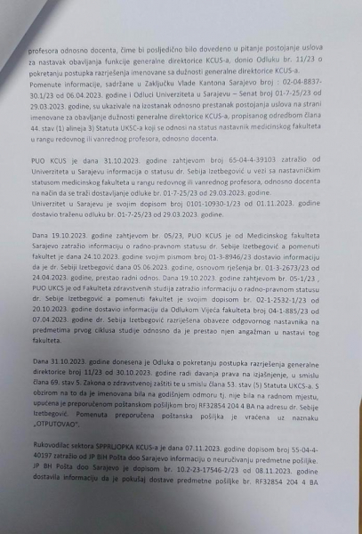 Sebija Izetbegović tvrdi da će tužiti UO KCUS, da li je njena smjena legalna? Pogledajte dokumentaciju…